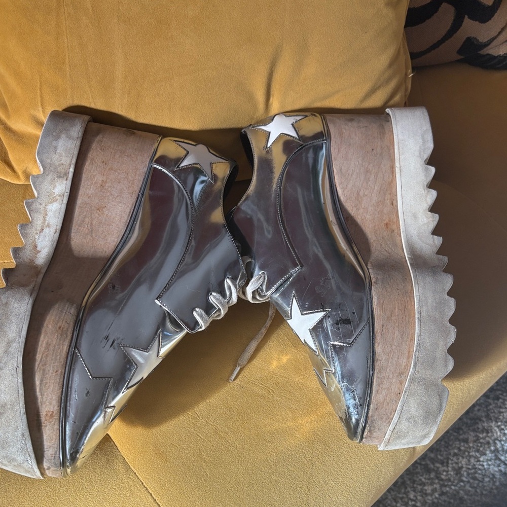 Authentic Stella McCartney Silver Platform Star S… - image 7